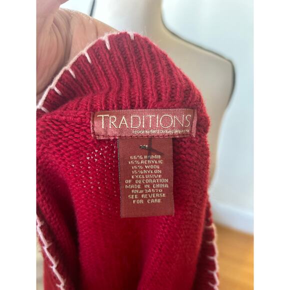 Vintage Patchwork Snowman Candy Cane Red Wool Blend Vest - Picture 5 of 9